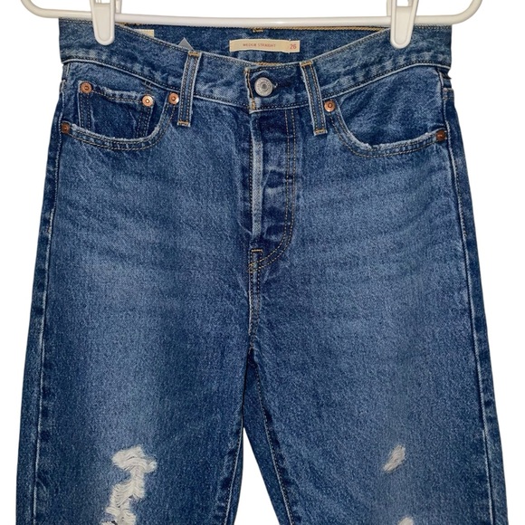 Levi's Wedgie Straight Oxnard Drive Distressed High Rise Jeans Sz 26 × 28 EUC - Picture 4 of 16